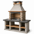 Beton und Naturstein Grillkamin mit Edelstahl-Grillrost