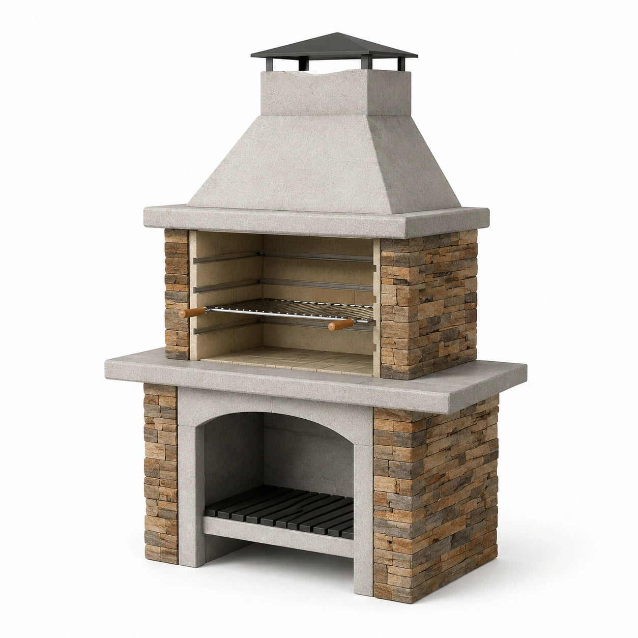 Grillkamin Naturstein und Beton 150 cm Grau/Beige