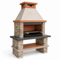Grillkamin aus Naturstein und Beton mit Stahlrost 220x130x65 cm Beige
