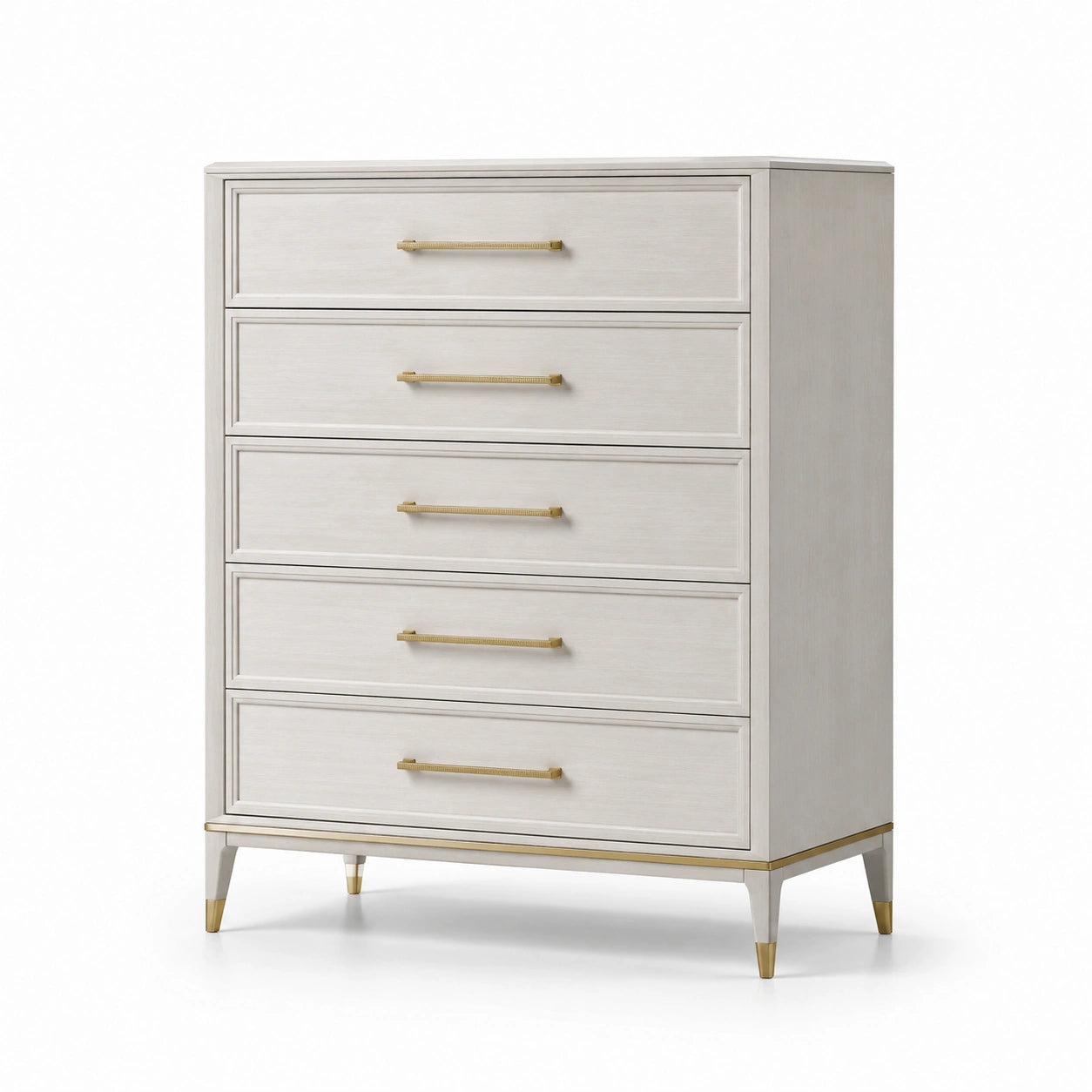 MDF Schubladenschrank mit 5 Schubladen Weiß/Gold 120x80x40 cm