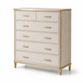Kommode aus Holzfurnier und Metallgriffe Beige 6 Schubladen