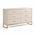 Kommode aus Eichenholz mit 6 Schubladen und Metallbeinen, Beige