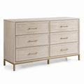 Schubladenschrank aus Holz mit Metallgriffen, 6 Schubladen, Beige 120x40x80 cm