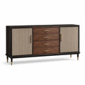 Sideboard aus Holz mit 2 Türen und 4 Schubladen Dunkelbraun/Beige