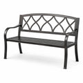 Metall Gartenbank aus rostfreiem Stahl Schwarz 128x60x85 cm