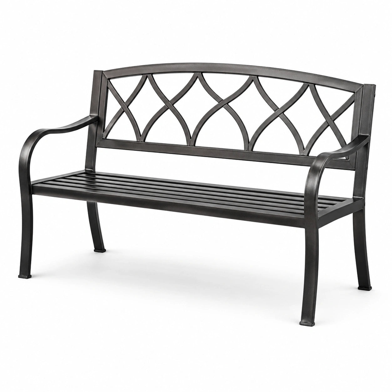 Metall Gartenbank aus rostfreiem Stahl Schwarz 128x60x85 cm