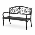 Gartenbank aus Stahl mit Ornamenten Schwarz 127x60x85 cm