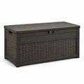 Kunststoff-Gartenbox mit Rattan-Optik, grau, 120 x 60 x 55 cm