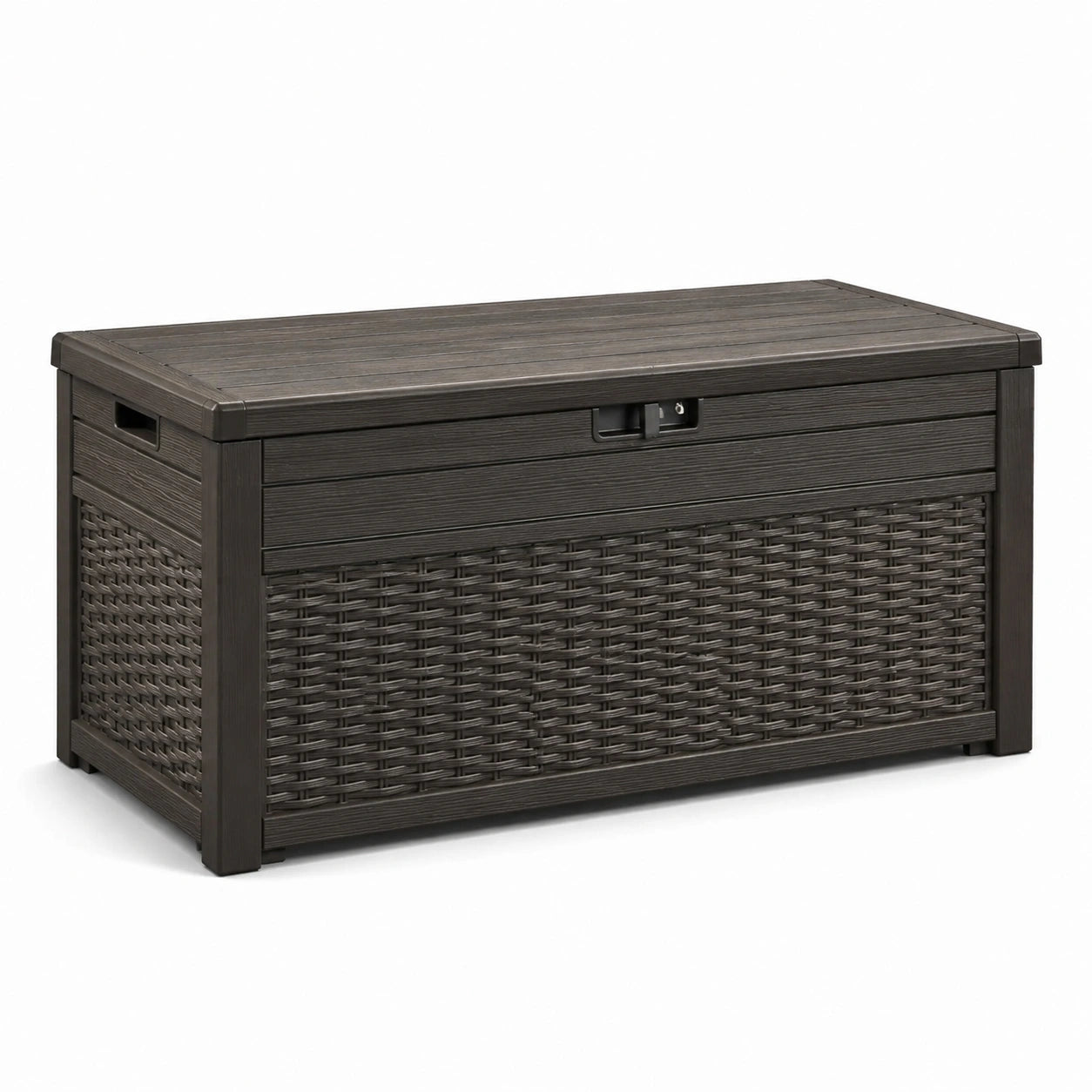 Kunststoff-Gartenbox mit Rattan-Optik, grau, 120 x 60 x 55 cm