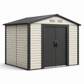 Metall Gartenhaus mit Doppeltür und Belüftung 250x180x200 cm Grau/Beige