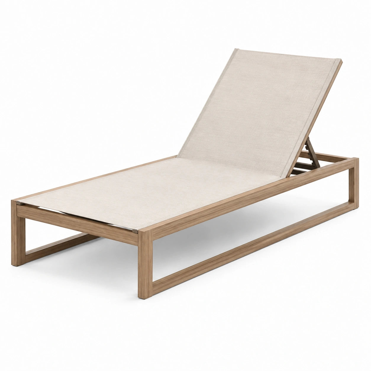 Holz Gartenliege mit Polyestergewebe Beige 200x70 cm