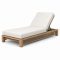 Gartenliege aus Teakholz mit Polyesterbezug Beige