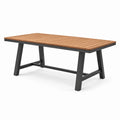 Gartentisch Rechteckig Aluminium Teakholz 180x90x75cm Braun/Schwarz