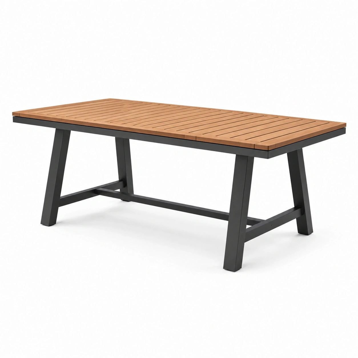 Gartentisch Rechteckig Aluminium Teakholz 180x90x75cm Braun/Schwarz